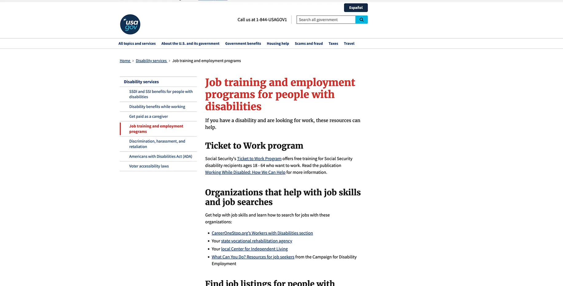 Job Training and Employment for people with disabilities